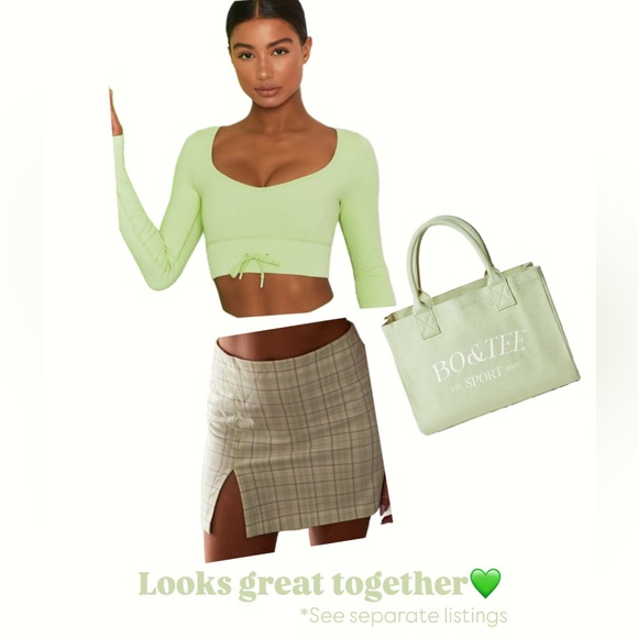 Bo+Tee OH POLLY Sport - Medium Canvas Tote Bag in Lime Green - Picture 8 of 11